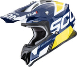 Offroad-Helm Für Motorrad Scorpion Exo Vx-16 Evo Air Polycarbonate Weiß Blau Gelb Analog Grösse L