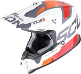 Offroad-Helm Für Motorrad Scorpion Exo Vx-16 Evo Air Polycarbonate Weiß Orange Analog Grösse Xxl