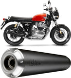 Doppelauspuffanlage Ohne Geräuschzulassung Classic Racer Edelstahl Schwarz Endkappe Edelstahl - Leovince Kompatibel Mit Royal Enfield Interceptor 650 (2019-2026)
