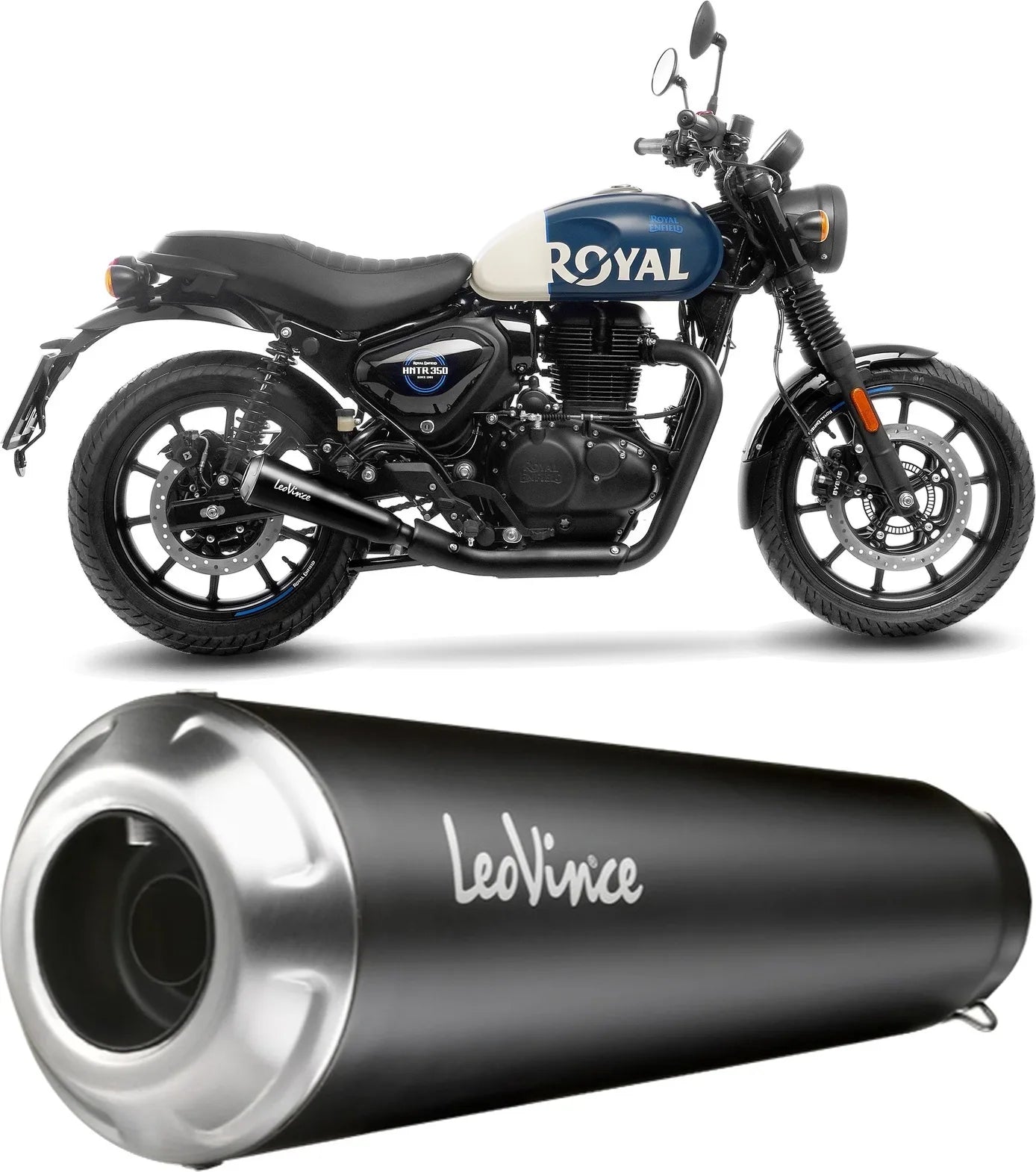 Auspuffendrohr Ohne Geräuschzulassung Gp One Edelstahl Endkappe Edelstahl - Leovince Kompatibel Mit Royal Enfield Hunter 350 (2022-2024)