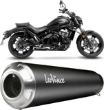 Komplette Auspuffanlage Ohne Katalysator Und Ohne Geräuschzulassung Gp One Edelstahl Full Schwarz Endkappe Edelstahl - Leovince Kompatibel Mit Kawasaki Vulcan 650 S (2017-2020)