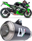Auspuffendrohr Ohne Geräuschzulassung Lv-10 Carbon Fiber Endkappe Edelstahl - Leovince Kompatibel Mit Kawasaki Zx 10R Ninja (2016-2020)