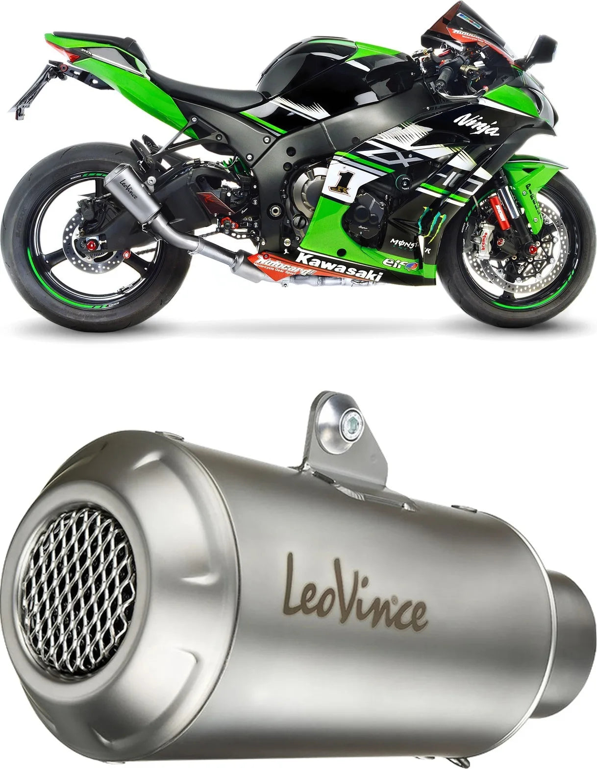 Auspuffendrohr Ohne Geräuschzulassung Lv-10 Edelstahl Endkappe Edelstahl - Leovince Kompatibel Mit Kawasaki Zx 10Rr Ninja (2021-2024)