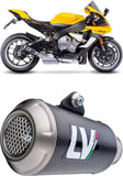 Auspuffendrohr Ohne Geräuschzulassung Lv-10 Carbon Fiber Endkappe Edelstahl - Leovince Kompatibel Mit Yamaha Yzf-R1 - M 1000 (2017-2019)