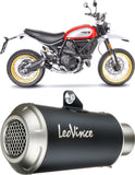 Auspuffendrohr Ohne Geräuschzulassung Lv-10 Edelstahl Schwarz Endkappe Edelstahl - Leovince Kompatibel Mit Ducati Scrambler 800 Desert Sled (2017-2020)