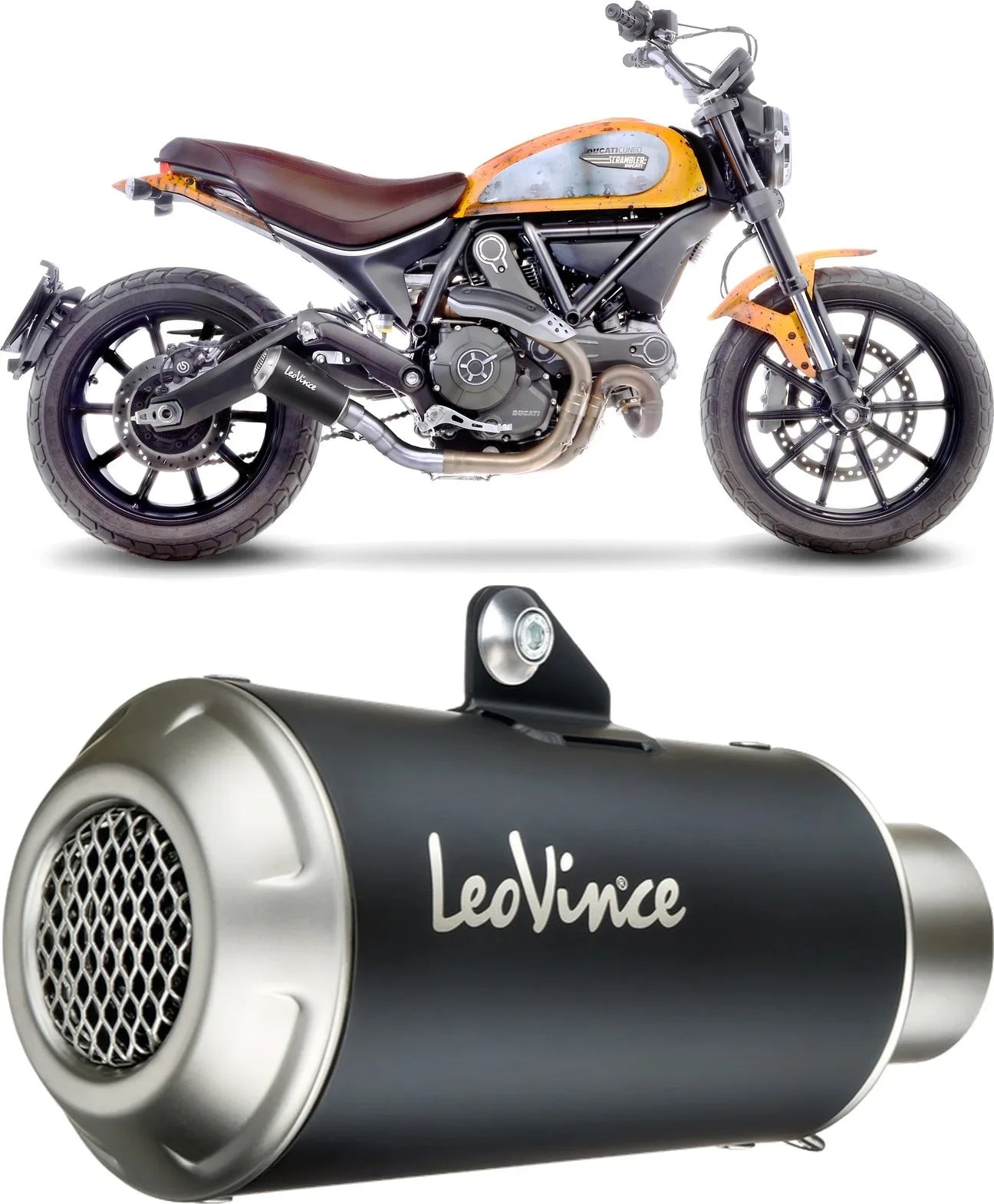 Auspuffendrohr Ohne Geräuschzulassung Lv-10 Edelstahl Schwarz Endkappe Edelstahl - Leovince Kompatibel Mit Ducati Monster 797 (2017-2020)