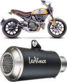 Auspuffendrohr Ohne Geräuschzulassung Lv-10 Edelstahl Schwarz Endkappe Edelstahl - Leovince Kompatibel Mit Ducati Scrambler 800 Classic (2015-2016)