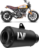 Auspuffendrohr Ohne Geräuschzulassung Lv-10 Edelstahl Full Schwarz Endkappe Edelstahl Schwarz - Leovince Kompatibel Mit Ducati Scrambler 800 Classic (2015-2016)
