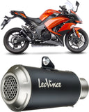 Doppelauspuffanlage Ohne Geräuschzulassung Lv-10 Edelstahl Schwarz Endkappe Edelstahl - Leovince Kompatibel Mit Kawasaki Z 1000 (2017-2020)