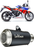 Auspuffendrohr Ohne Geräuschzulassung Lv-10 Edelstahl Schwarz Endkappe Edelstahl - Leovince Kompatibel Mit Honda Cbr 300 R (2014-2017)