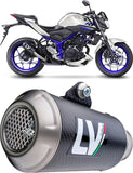 Auspuffendrohr Ohne Geräuschzulassung Lv-10 Carbon Fiber Endkappe Edelstahl - Leovince Kompatibel Mit Yamaha Yzf-R25 (2014-2018)