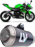 Auspuffendrohr Ohne Geräuschzulassung Lv-10 Carbon Fiber Endkappe Edelstahl - Leovince Kompatibel Mit Kawasaki Z 500 - Se (2024-2026)