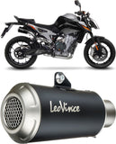 Dual Exhaust System Without Sound Certification Lv-10 Steel Black Stainless Steel End Cap - Leovince Compatible With Ktm 890 Duke - L A2 - R (2020-2023)