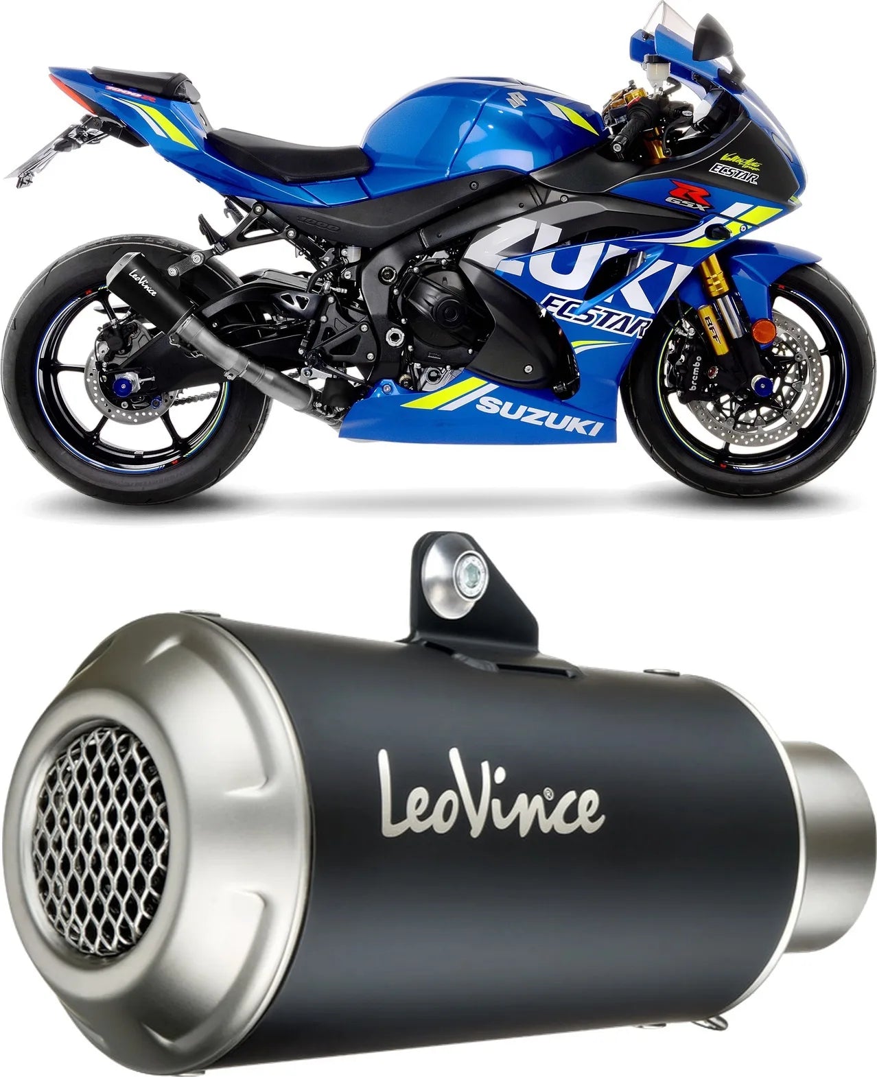 Auspuffendrohr Ohne Geräuschzulassung Lv-10 Edelstahl Schwarz Endkappe Edelstahl - Leovince Kompatibel Mit Suzuki Gsx-R 1000 - R (2017-2021)