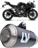 Auspuffendrohr Ohne Geräuschzulassung Lv-10 Carbon Fiber Endkappe Edelstahl - Leovince Kompatibel Mit Kawasaki Zx 6R Ninja (2013-2016)