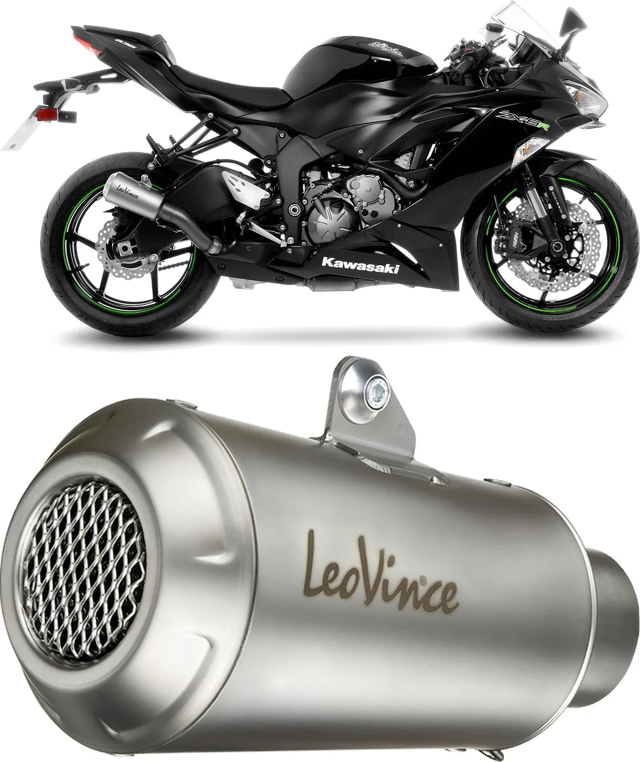 Auspuffendrohr Ohne Geräuschzulassung Lv-10 Edelstahl Endkappe Edelstahl - Leovince Kompatibel Mit Kawasaki Zx 6R Ninja (2024-2026)