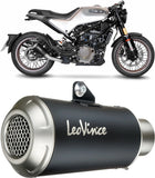 Auspuffendrohr Ohne Geräuschzulassung Lv-10 Edelstahl Schwarz Endkappe Edelstahl - Leovince Kompatibel Mit Husqvarna Svartpilen 401 (2020-2023)