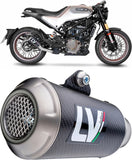 Auspuffendrohr Ohne Geräuschzulassung Lv-10 Carbon Fiber Endkappe Edelstahl - Leovince Kompatibel Mit Husqvarna Svartpilen 125 (2021-2023)