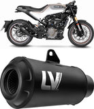 Auspuffendrohr Ohne Geräuschzulassung Lv-10 Edelstahl Full Schwarz Endkappe Edelstahl Schwarz - Leovince Kompatibel Mit Husqvarna Svartpilen 401 (2020-2023)