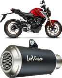 Komplette Auspuffanlage Ohne Katalysator Und Ohne Geräuschzulassung Lv-10 Edelstahl Schwarz Endkappe Edelstahl - Leovince Kompatibel Mit Honda Cb 125 R Neo Sports Café (2021-2023)