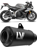 Auspuffendrohr Ohne Geräuschzulassung Lv-10 Edelstahl Full Schwarz Endkappe Edelstahl Schwarz - Leovince Kompatibel Mit Aprilia Rsv4 1100 Factory (2021-2024)
