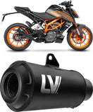 Auspuffendrohr Ohne Geräuschzulassung Lv-10 Edelstahl Full Schwarz Endkappe Edelstahl Schwarz - Leovince Kompatibel Mit Ktm 390 Duke (2021-2023)