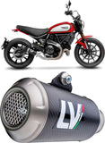 Auspuffendrohr Ohne Geräuschzulassung Lv-10 Carbon Fiber Endkappe Edelstahl - Leovince Kompatibel Mit Ducati Scrambler 800 Urban Motard (2021-2022)