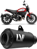 Auspuffendrohr Ohne Geräuschzulassung Lv-10 Edelstahl Full Schwarz Endkappe Edelstahl Schwarz - Leovince Kompatibel Mit Ducati Scrambler 800 Icon (2021-2022)