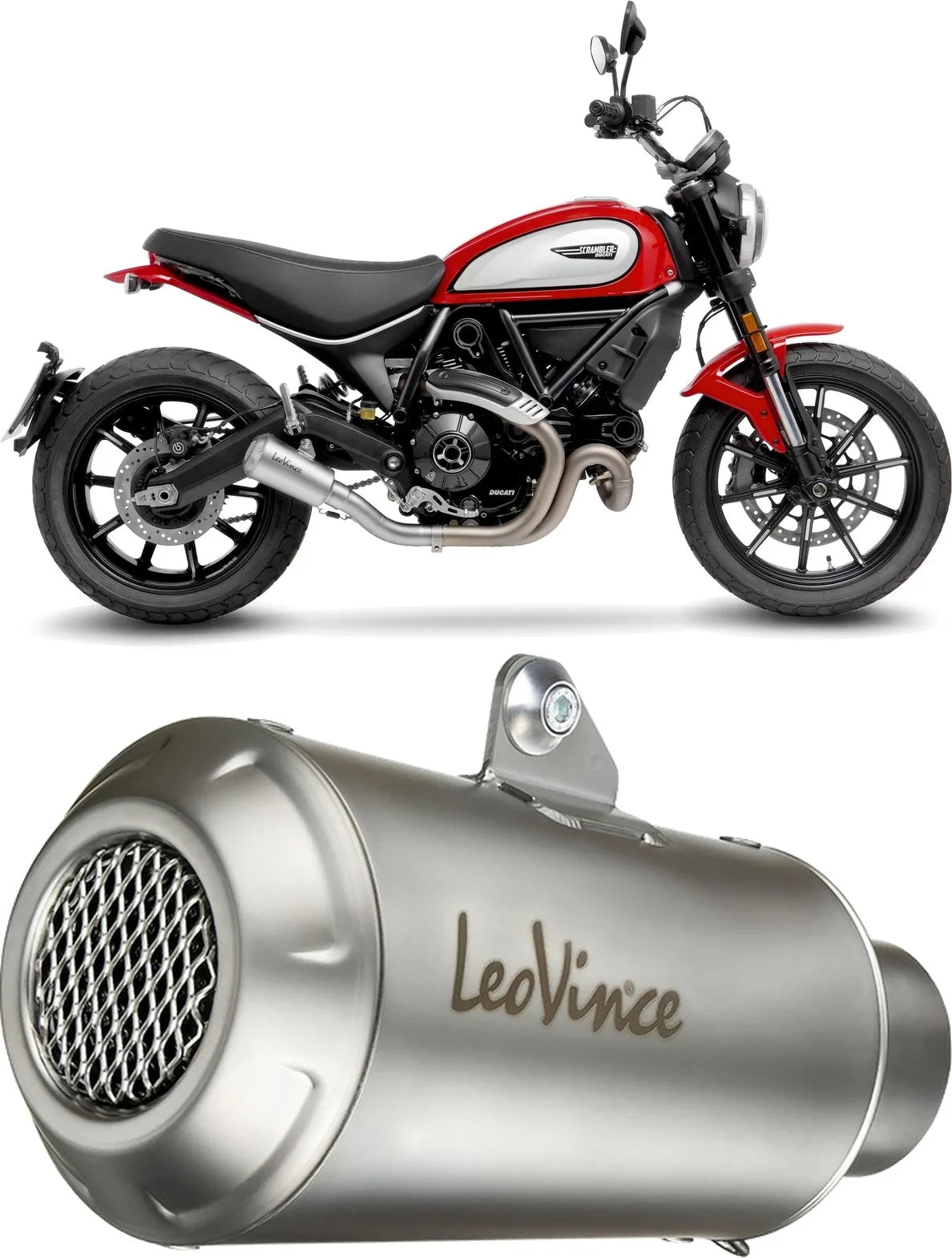 Auspuffendrohr Ohne Geräuschzulassung Lv-10 Edelstahl Endkappe Edelstahl - Leovince Kompatibel Mit Ducati Scrambler 800 Icon (2021-2022)