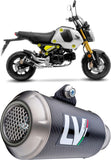 Complete Exhaust System Without Catalytic Converter And Without Sound Certification Lv-10 Carbon Fiber Stainless Steel End Cap - Leovince Compatible With Honda Grom 125 (2022-2024)
