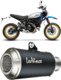 Auspuffendrohr Ohne Geräuschzulassung Lv-10 Edelstahl Schwarz Endkappe Edelstahl - Leovince Kompatibel Mit Ducati Scrambler 800 Desert Sled (2021-2022)