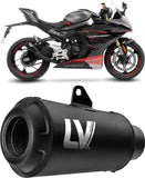 Auspuffendrohr Ohne Geräuschzulassung Lv-10 Edelstahl Full Schwarz Endkappe Edelstahl Schwarz - Leovince Kompatibel Mit Cfmoto 450 Ss - Sr (2023-2024)