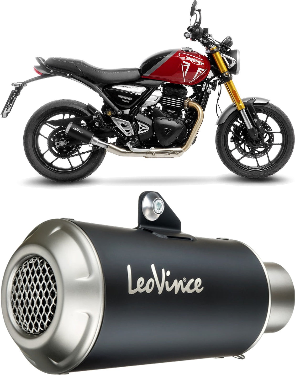 Exhaust Tip Without Sound Certification Lv-10 Steel Black Stainless Steel End Cap - Leovince Compatible With Triumph Speed 400 (2024-2026)