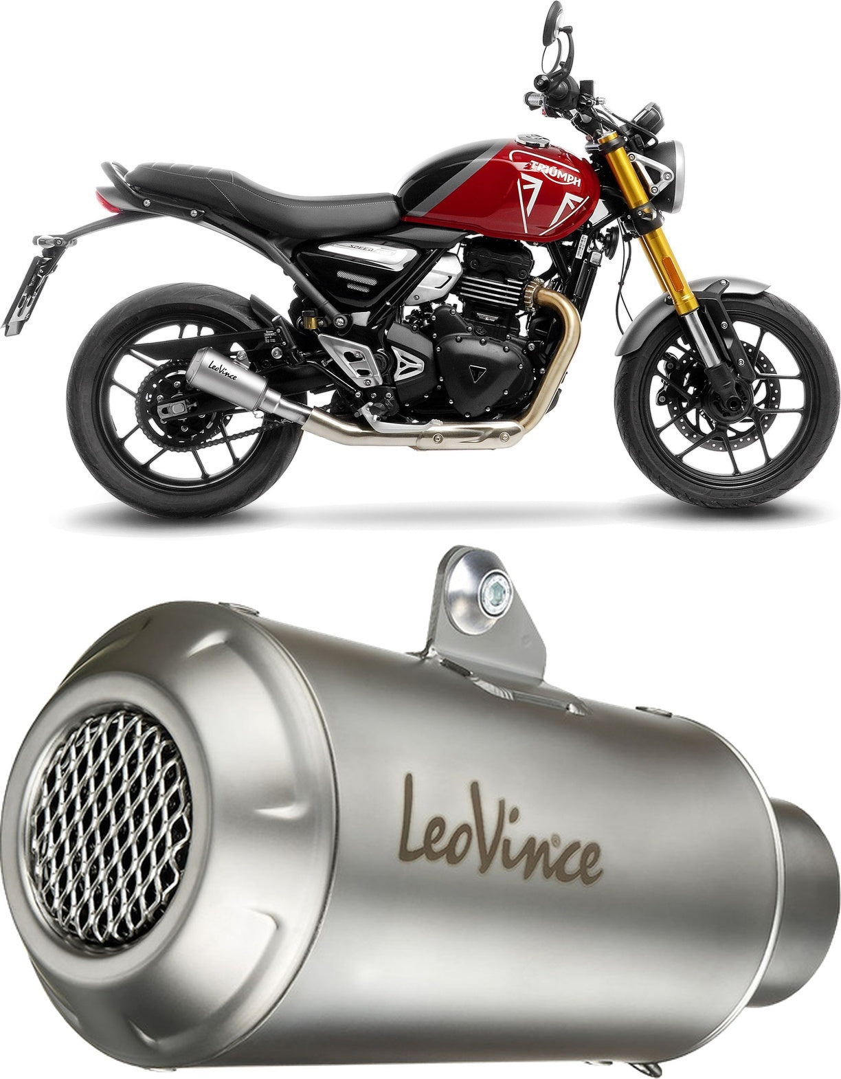 Exhaust Tip Without Sound Certification Lv-10 Stainless Steel Stainless Steel End Cap - Leovince Compatible With Triumph Scrambler 400 X (2024-2026)