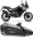 Auspuffendrohr Ohne Geräuschzulassung Lv-12 R Edelstahl Schwarz Endkappe Carbon Fiber - Leovince Kompatibel Mit Ktm 1290 Super Adventure (2015-2016)