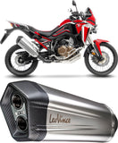 Exhaust Tip Without Sound Certification Lv-12 R Stainless Steel Carbon Fiber End Cap - Leovince Compatible With Honda Crf 1100 L Africa Twin (2020-2023)