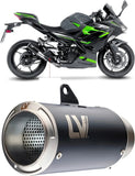 Auspuffendrohr Ohne Geräuschzulassung Lv Corsa Edelstahl Schwarz Endkappe Edelstahl - Leovince Kompatibel Mit Kawasaki Z 400 (2022-2023)