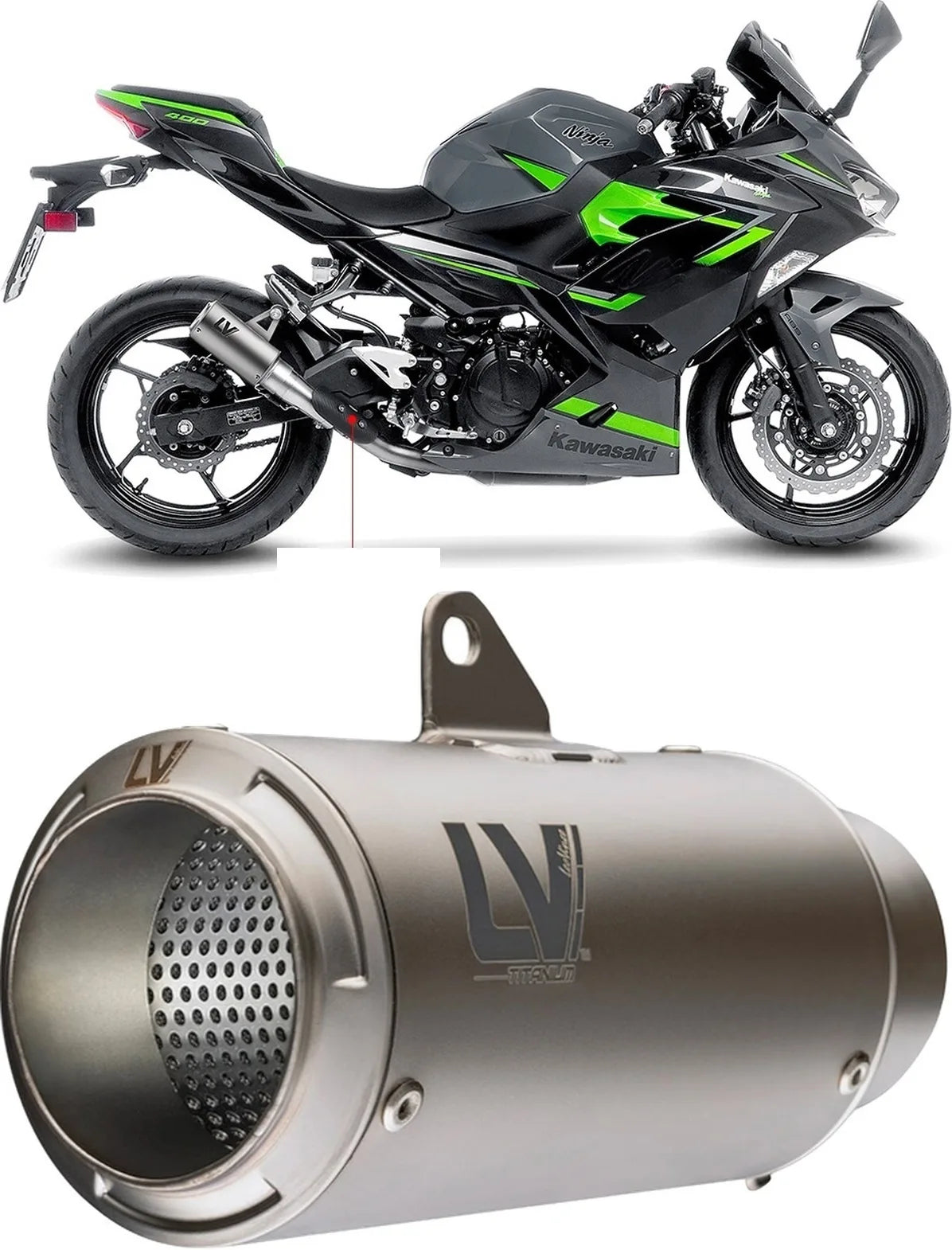 Auspuffendrohr Ohne Geräuschzulassung Lv Corsa Titan Endkappe Edelstahl - Leovince Kompatibel Mit Kawasaki Z 500 - Se (2024-2026)