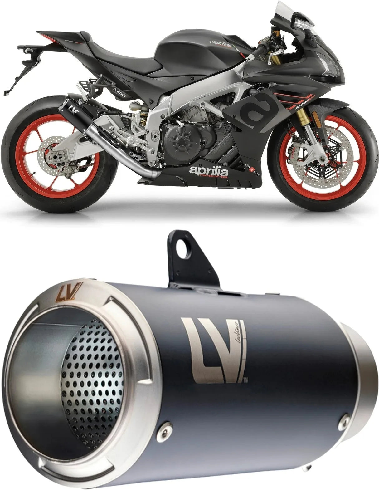 Auspuffendrohr Ohne Geräuschzulassung Lv Corsa Edelstahl Schwarz Endkappe Edelstahl - Leovince Kompatibel Mit Aprilia Tuono V4 1100 Factory (2019-2020)