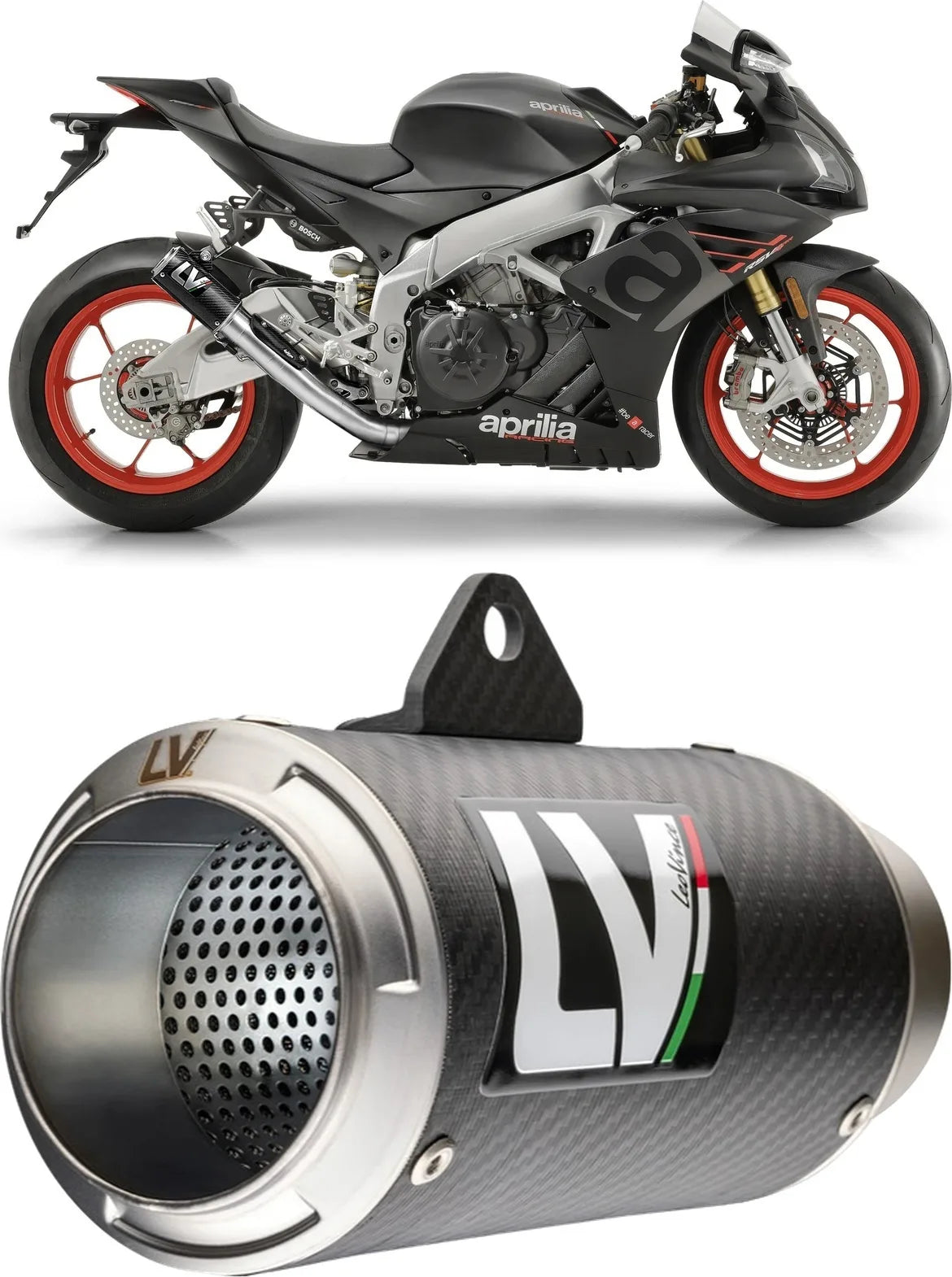 Auspuffendrohr Ohne Geräuschzulassung Lv Corsa Carbon Fiber Endkappe Edelstahl - Leovince Kompatibel Mit Aprilia Tuono V4 1100 Rr (2019-2020)