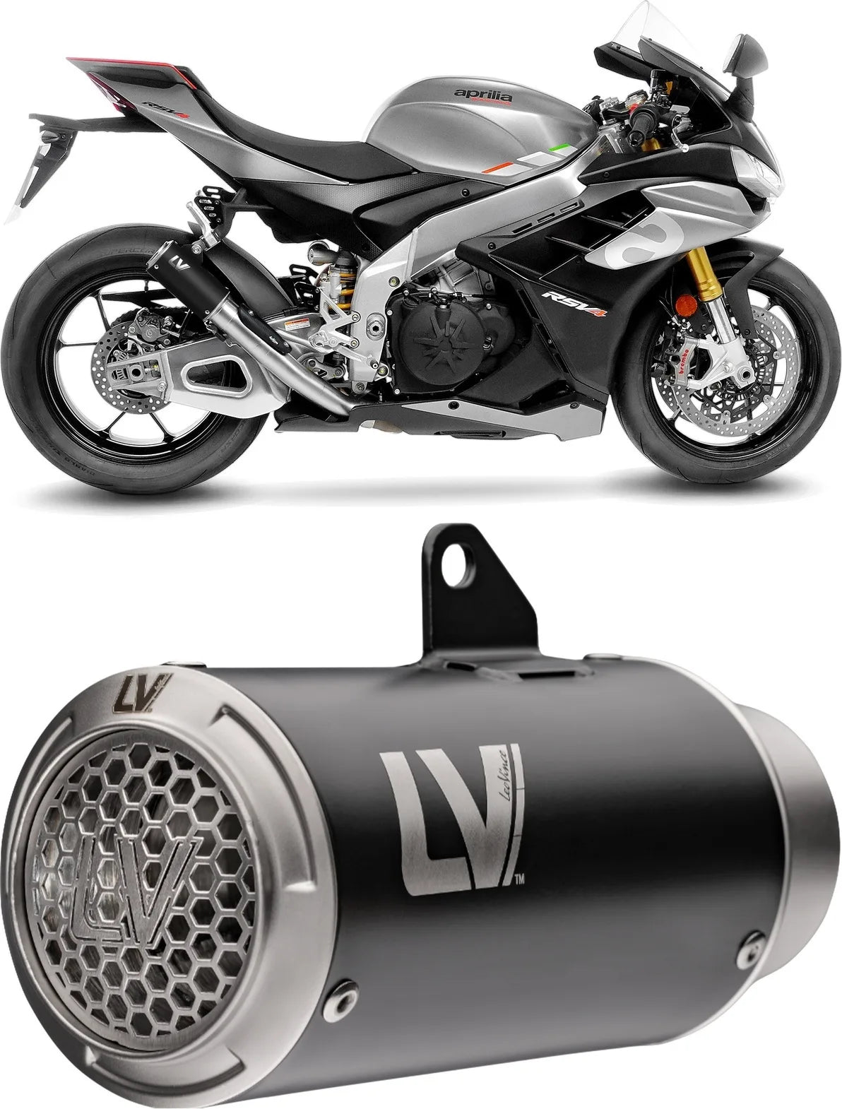 Auspuffendrohr Ohne Geräuschzulassung Lv Corsa S Edelstahl Schwarz Endkappe Edelstahl - Leovince Kompatibel Mit Aprilia Tuono V4 1100 Factory (2019-2020)
