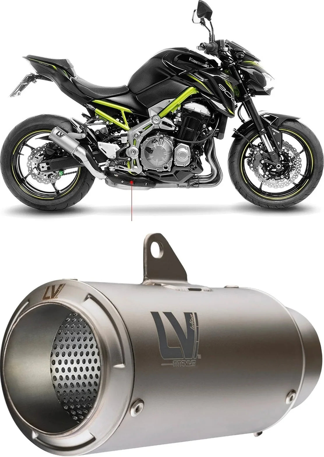 Auspuffendrohr Ohne Geräuschzulassung Lv Corsa Titan Endkappe Edelstahl - Leovince Kompatibel Mit Kawasaki Z 900 (2017-2019)