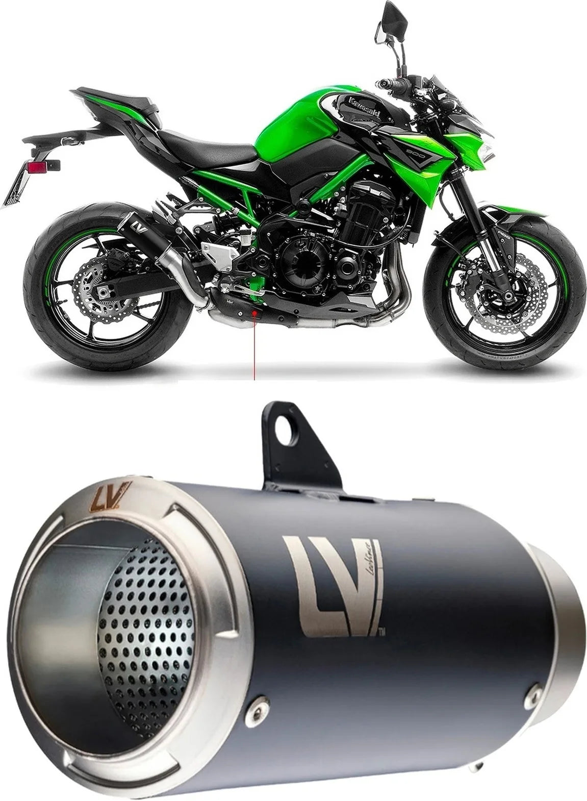 Auspuffendrohr Ohne Geräuschzulassung Lv Corsa Edelstahl Schwarz Endkappe Edelstahl - Leovince Kompatibel Mit Kawasaki Z 900 (2020-2024)