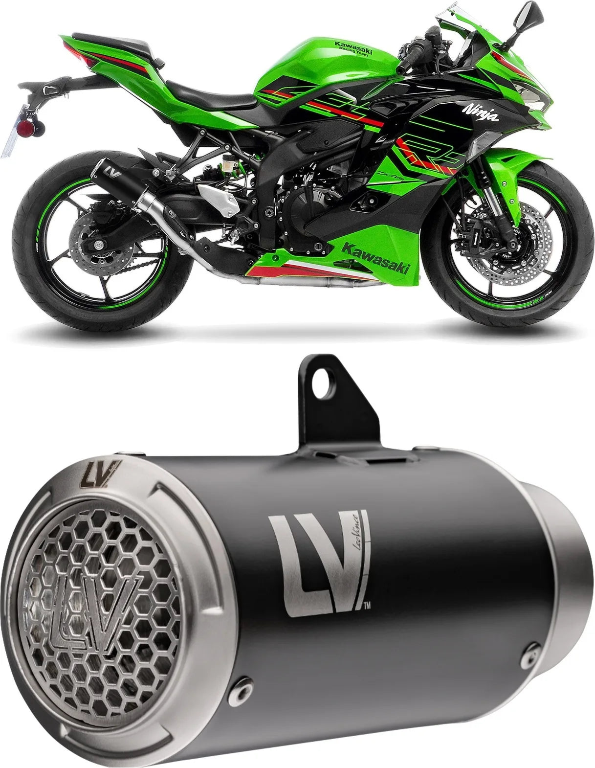 Auspuffendrohr Ohne Geräuschzulassung Lv Corsa S Edelstahl Schwarz Endkappe Edelstahl - Leovince Kompatibel Mit Kawasaki Zx 4R (2024-2026)