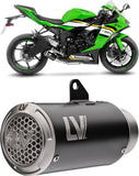 Exhaust Tip Without Sound Certification Lv Corsa S Steel Black Stainless Steel End Cap - Leovince Compatible With Kawasaki Zx 6R Ninja (2024-2026)
