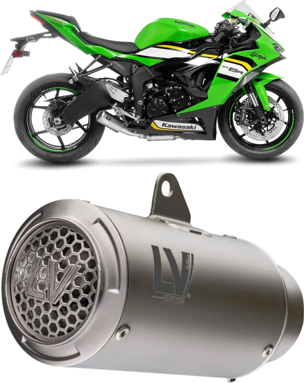 Auspuffendrohr Ohne Geräuschzulassung Lv Corsa S Titan Endkappe Edelstahl - Leovince Kompatibel Mit Kawasaki Zx 6R Ninja (2013-2016)