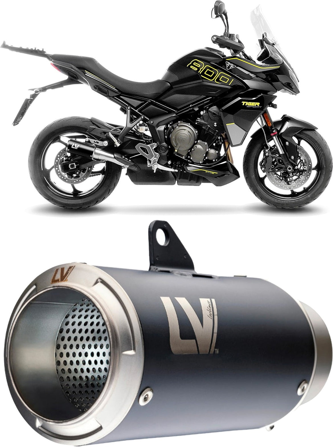 Exhaust Tip Without Sound Certification Lv Corsa Steel Black Stainless Steel End Cap - Leovince Compatible With Triumph Tiger 800 Sport (2024-2026)