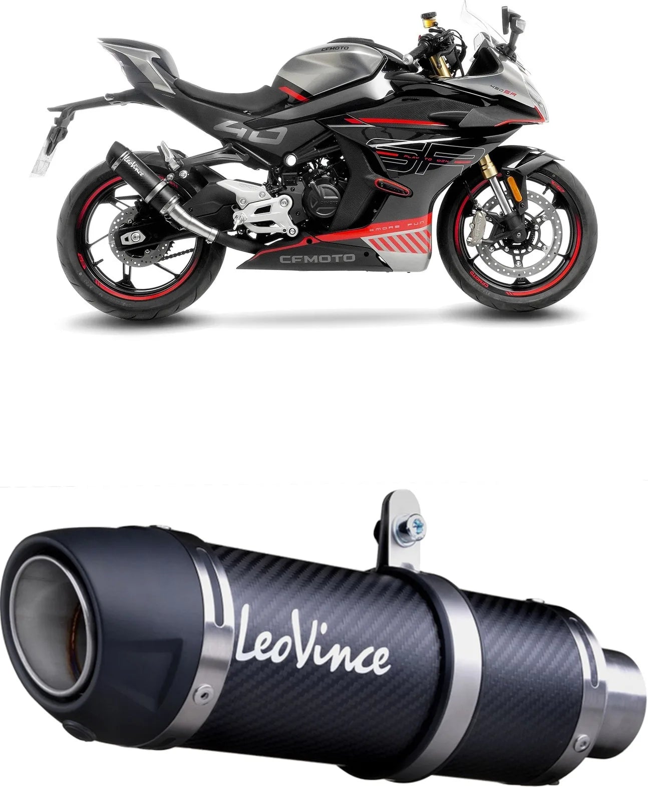 Auspuffendrohr Ohne Geräuschzulassung Gp Corsa Evo Carbon Fiber - Leovince Kompatibel Mit Cfmoto 450 Ss - Sr (2023-2024)