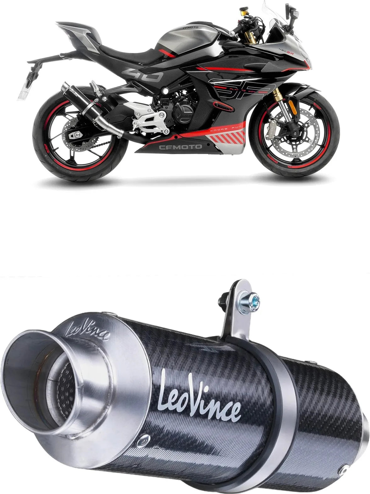 Auspuffendrohr Ohne Geräuschzulassung Gp Corsa Carbon Fiber - Leovince Kompatibel Mit Cfmoto 450 Ss - Sr (2023-2024)