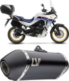 Auspuffendrohr Ohne Geräuschzulassung Lv-14 Edelstahl Schwarz Endkappe Carbon Fiber - Leovince Kompatibel Mit Honda Xl 750 Transalp Travel (2023-2024)